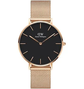 Orologio: Daniel Wellington Classic Petite. Cinturino in maglia color oro e quadrante classico nero
